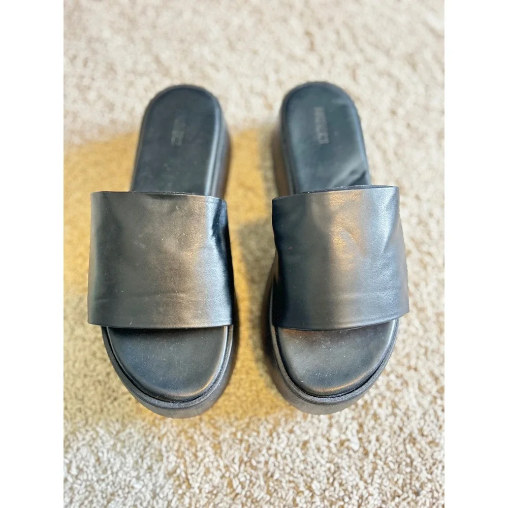 Y2k 90s Black Platform‎ Slide Sandals Chunky Flatform Minimalist Size 6.5